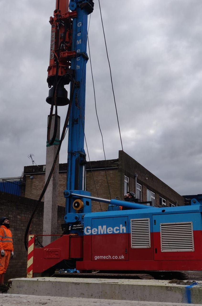 Close up of our driven piling machine and equipment